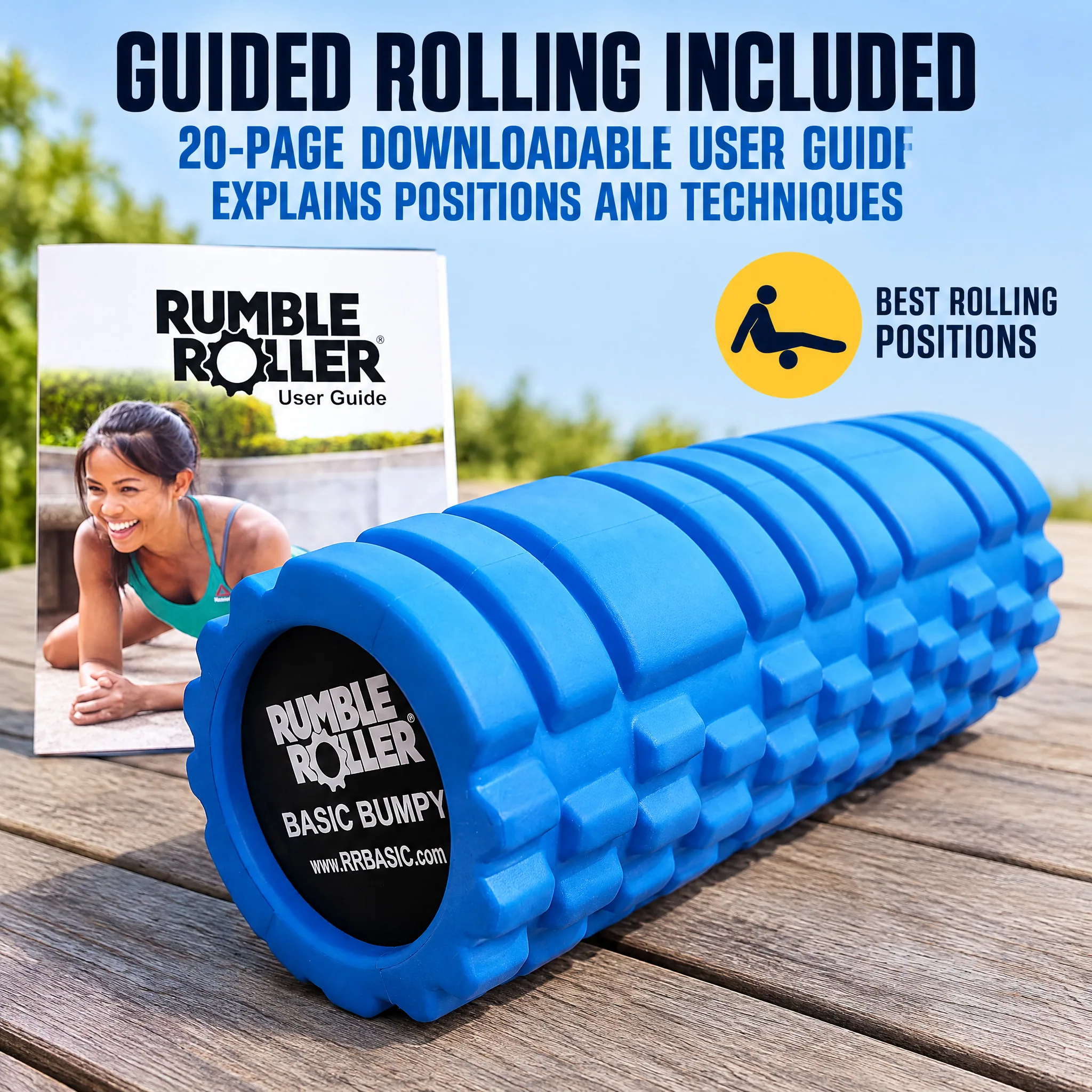 Basic Bumpy Foam Roller, Solid Core EVA Foam Roller with, feature infographic with callouts for Amazon