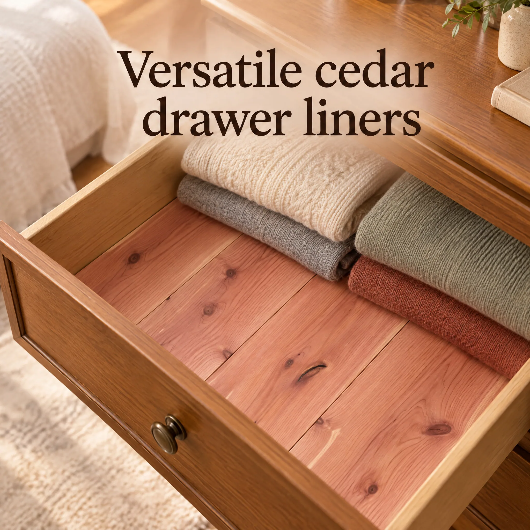 Cedar Drawer Liners Made in USA, lifestyle photograph in a real setting