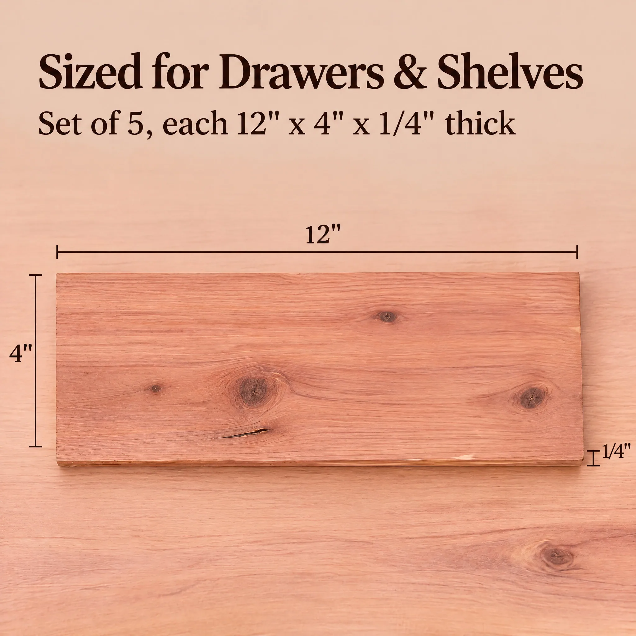 Cedar Drawer Liners Made in USA, material and construction detail
