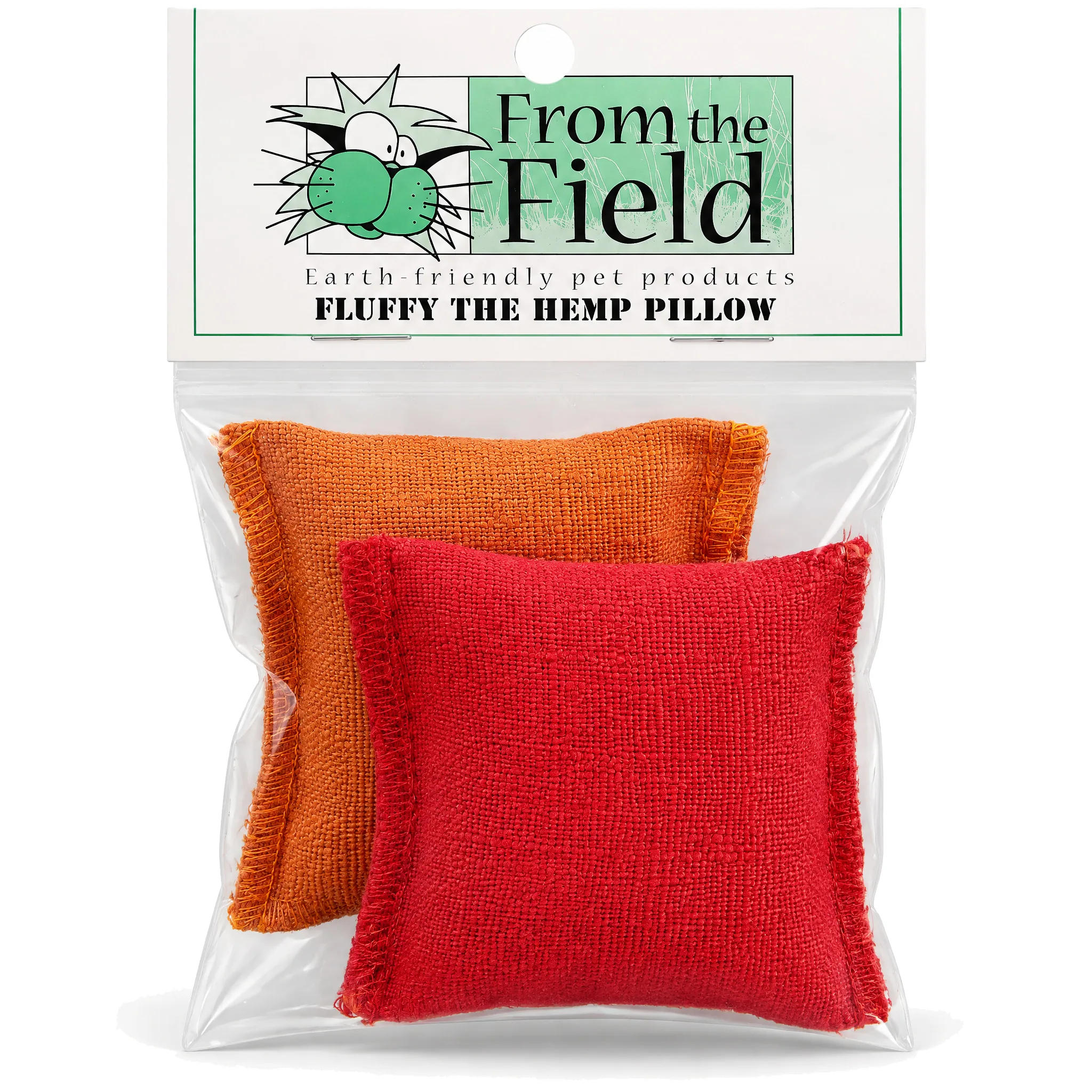 | Fluffy Hemp Pillow Catnip Cat Toys for Cats | 2 Pack, main listing image on a white background for Amazon