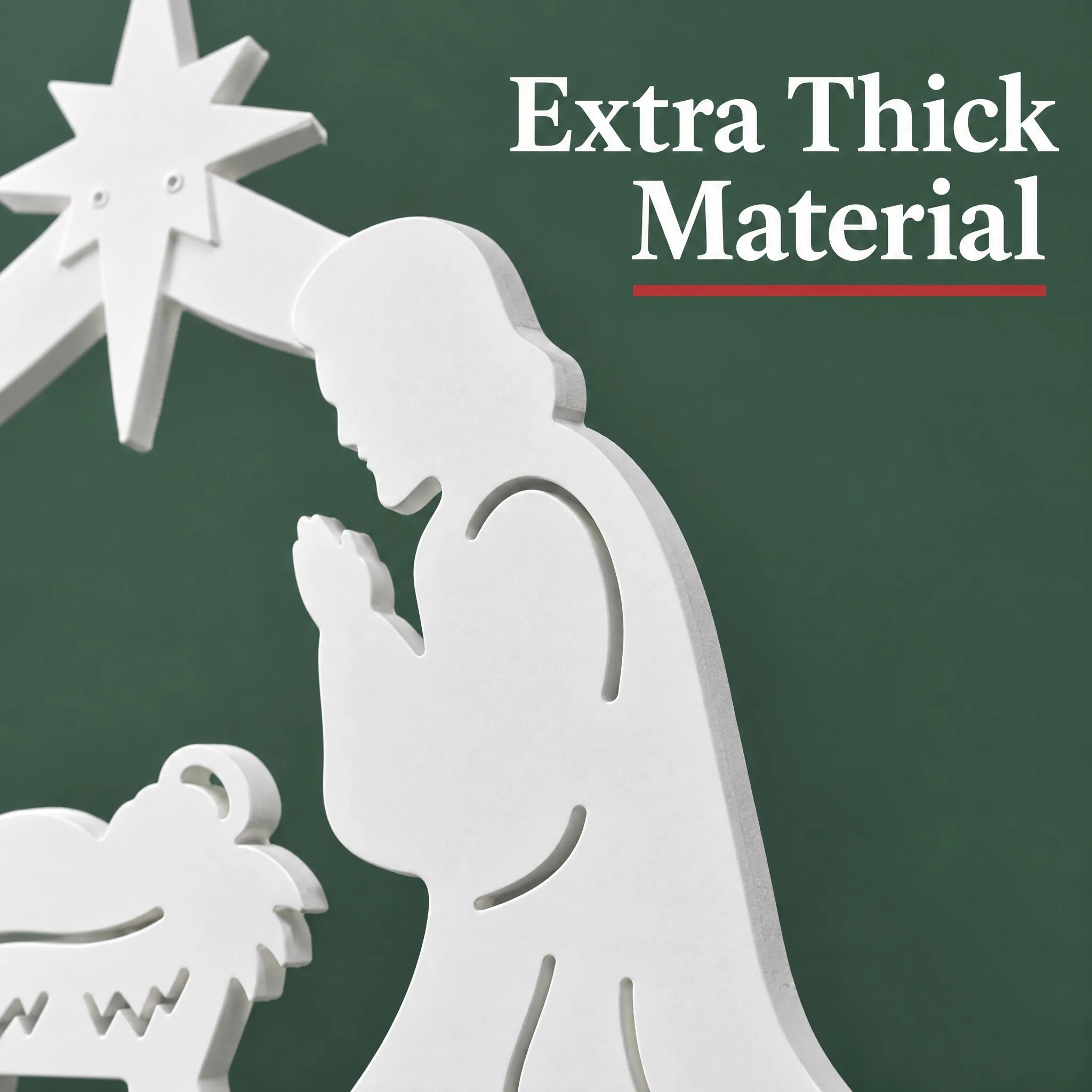 Holy Family Nativity Display, close-up of the material detail for Amazon