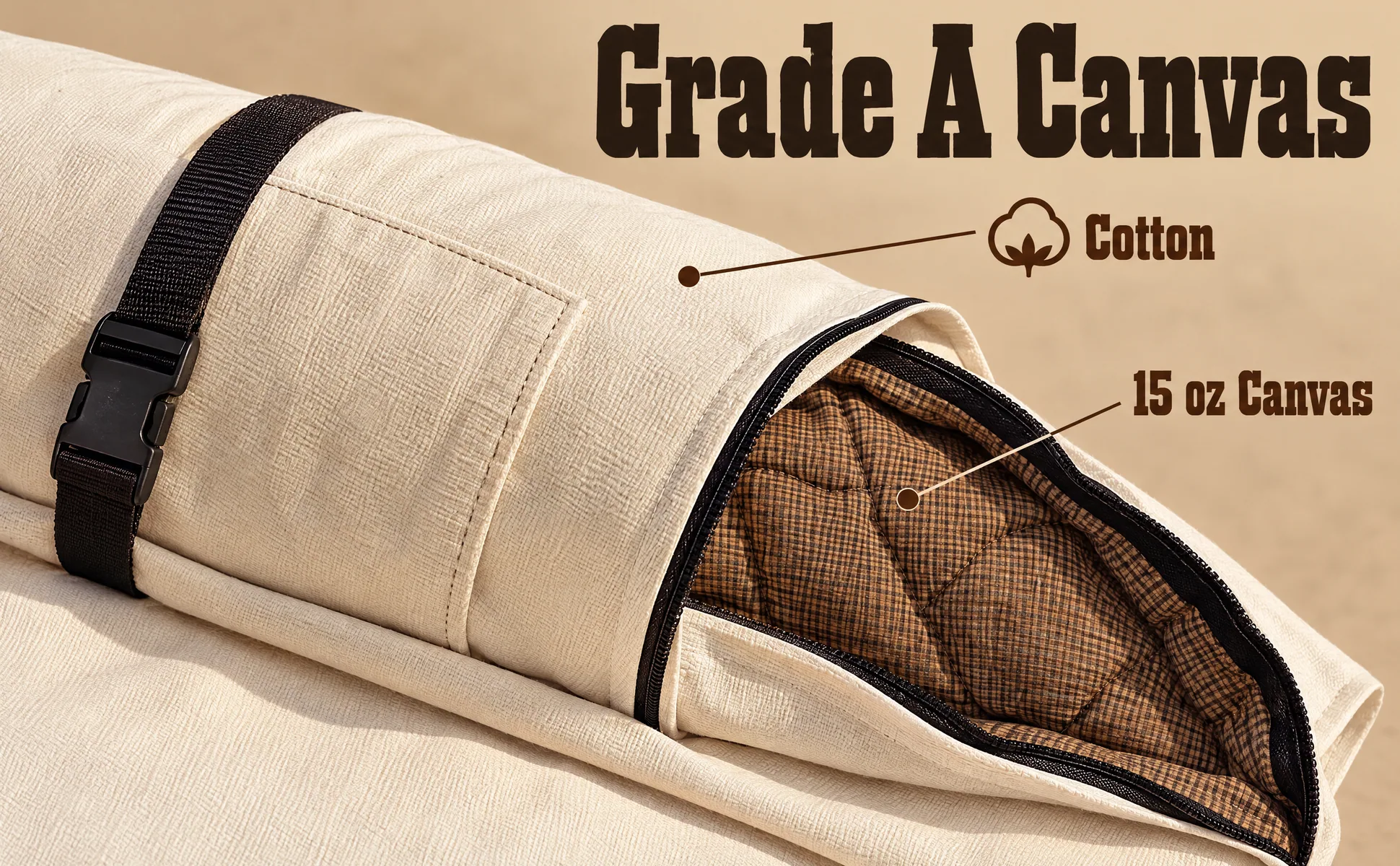 Outfitter Bedroll; Premium 15oz. Grade A Cotton Canvas Cowboy, A+ content module, std hero image text (2)